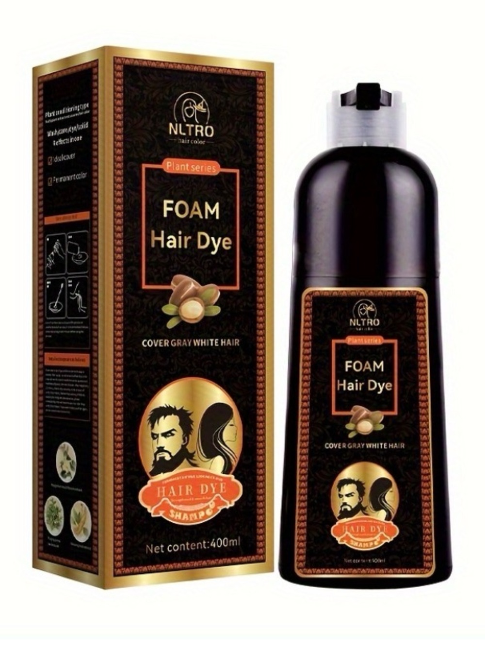 Foam Hair Dye Shampoo  - Natural Black 400ml